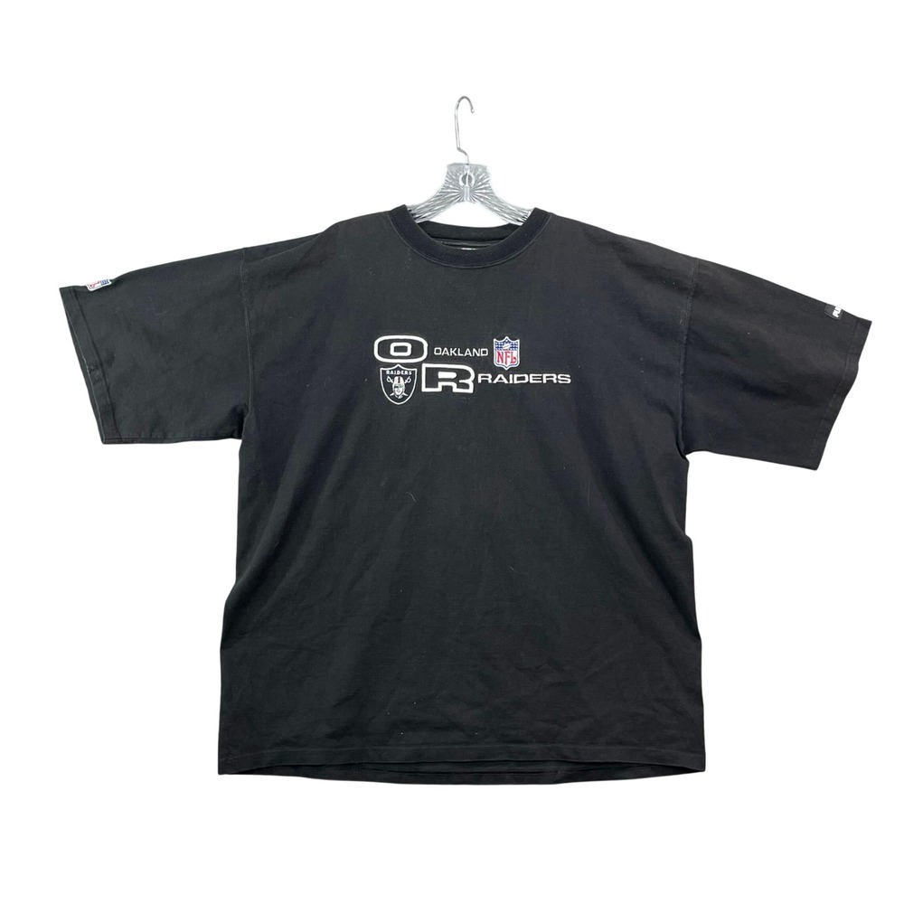 Puma Oakland Raiders T Shirt Mens Large‎ Black NFL Embroidered Vintage Boxy